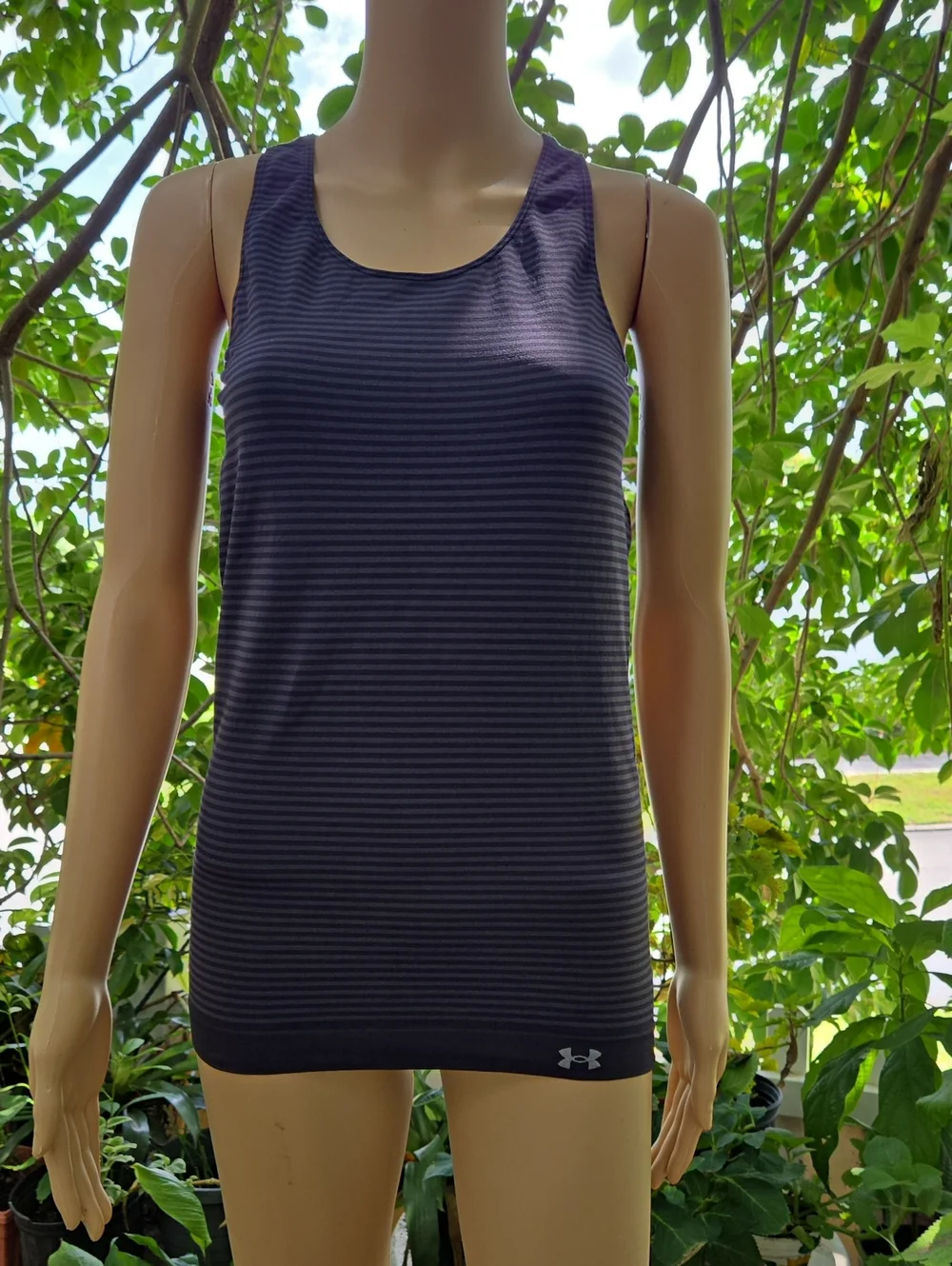 Under Armour Women's Navy and Black Striped Racerback Tank
